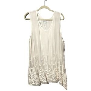 Soft Surroundings White Silk Romance Top, 1X